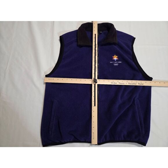 2002 WINTER OLYMPICS FLEECE VEST MENS LARGE PURPLE SALT LAKE FULL ZIP MARKER - Picture 6 of 6